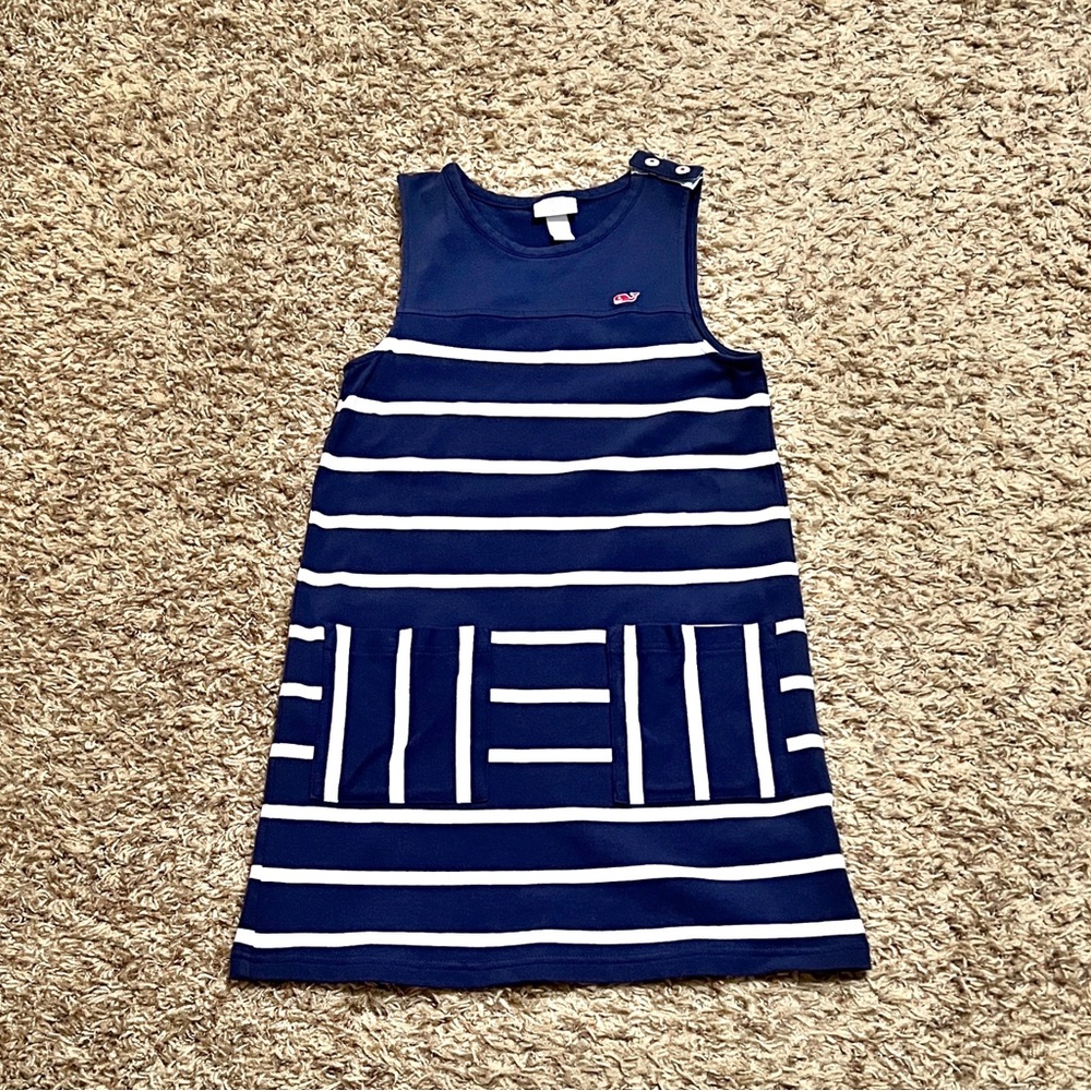 Vineyard Vines Little Girls Dress Blue & White Striped Summer Nautical Size 6